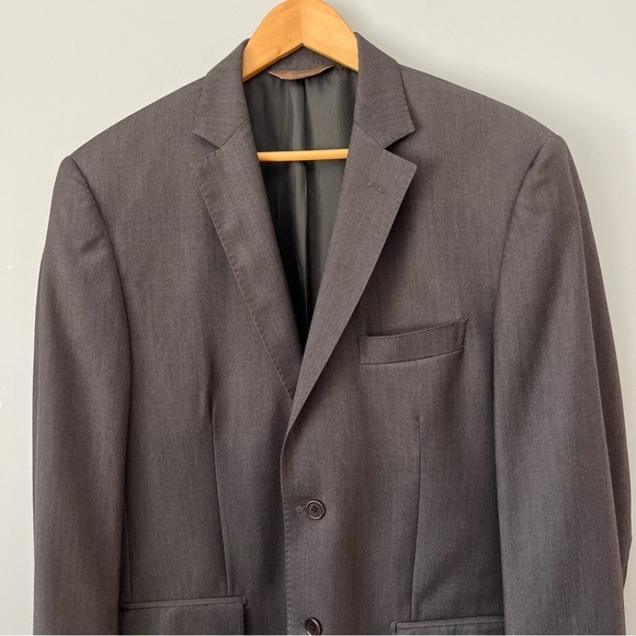 Pronto Uomo Signature Single Breasted 100% Wool Stone Gray Suit Jacket Size 42R - Picture 2 of 16